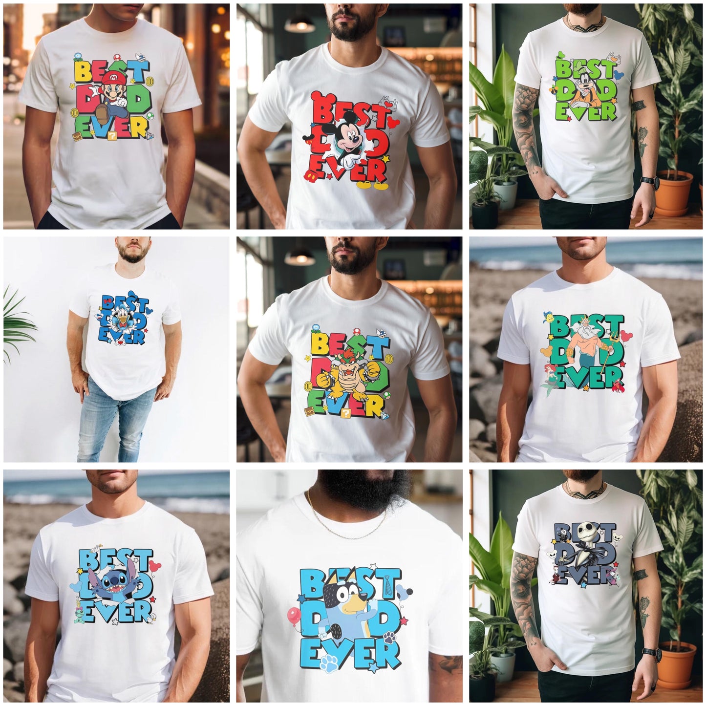 Best Dad / Multiple Characters - T-Shirt Unisex All Sizes