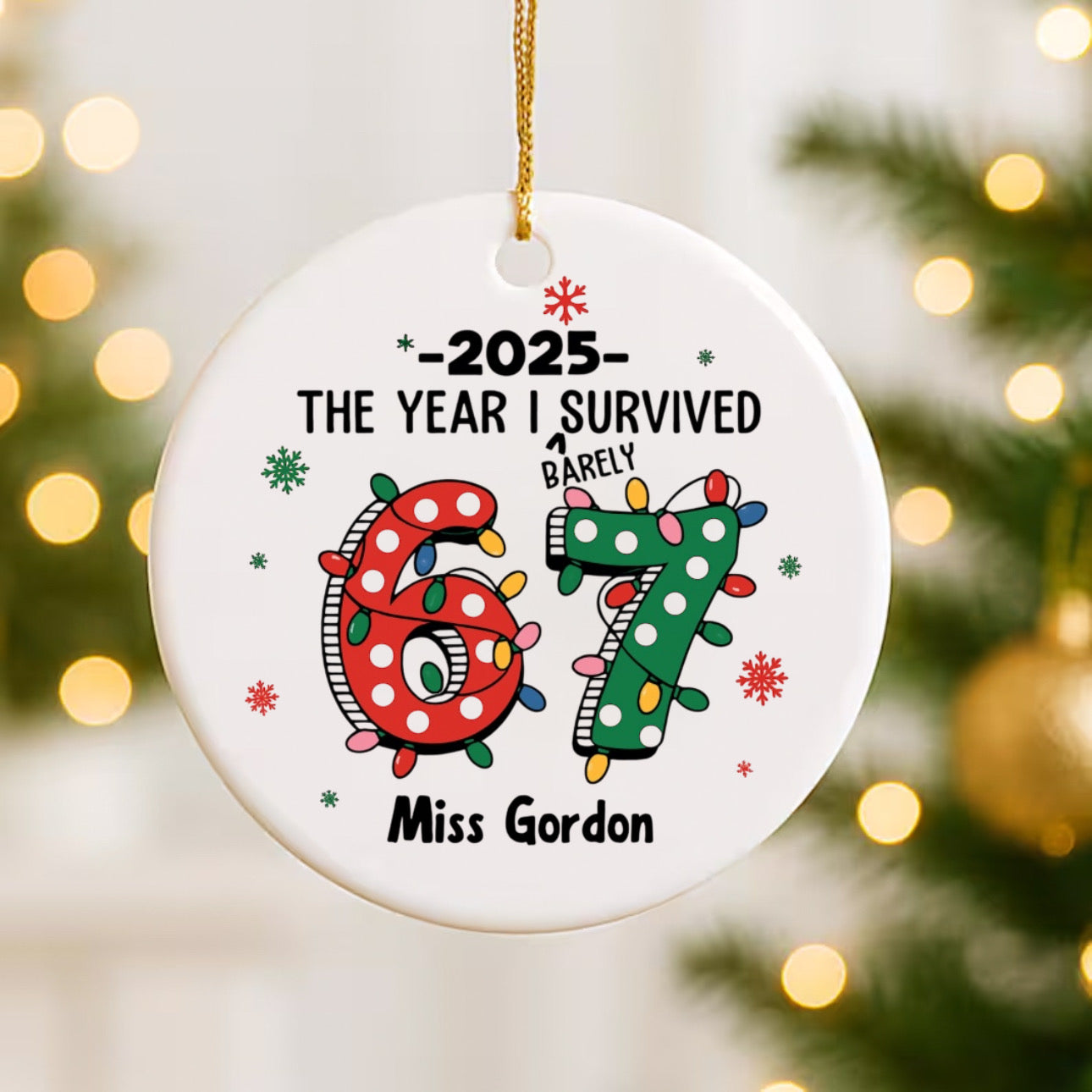 '67' Teacher Ceramic Hanging Ornament