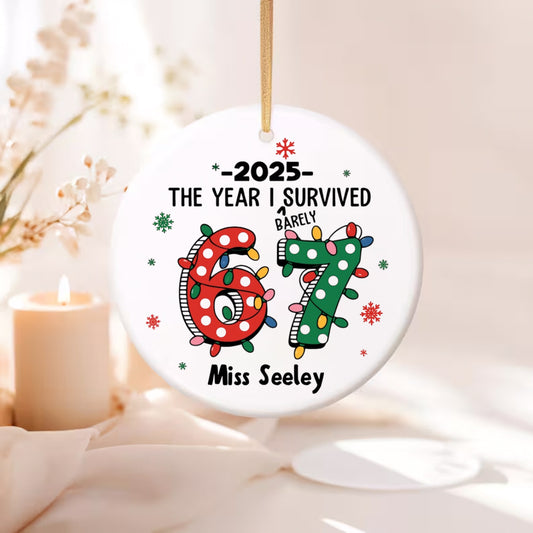 '67' Teacher Ceramic Hanging Ornament